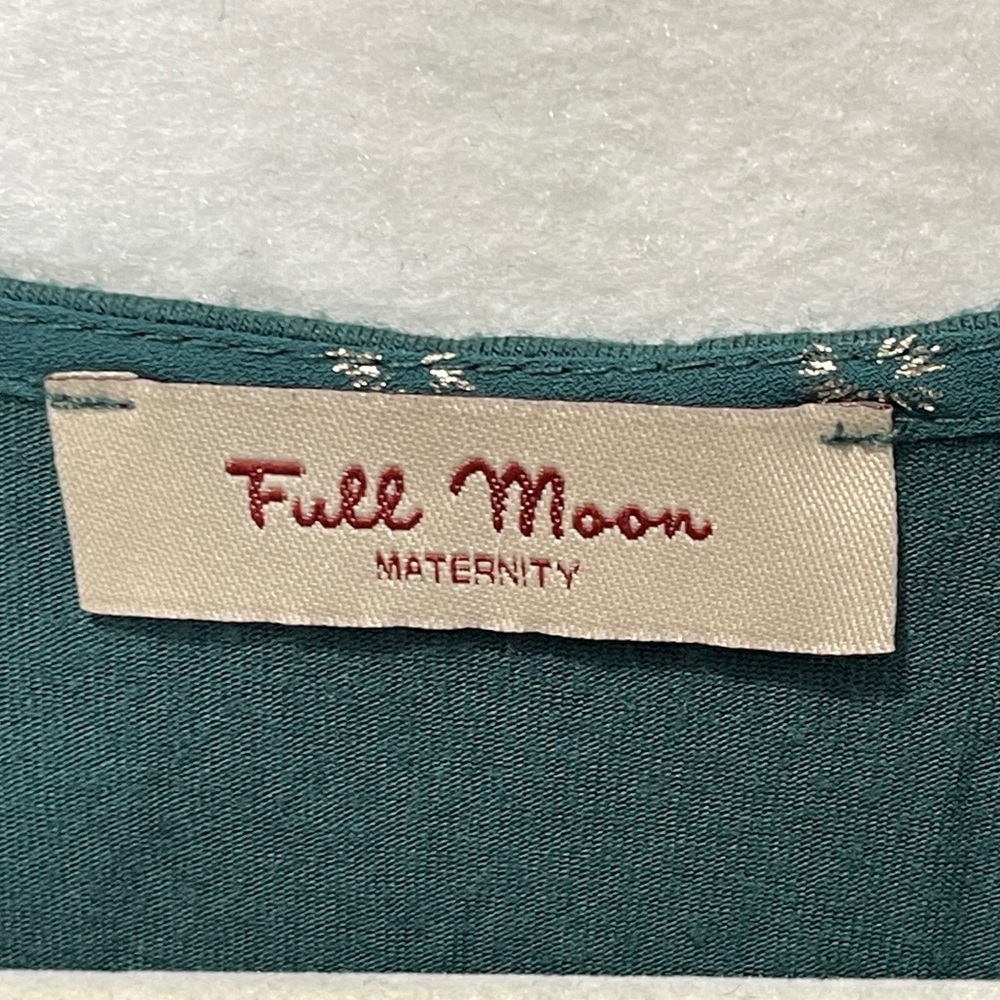 Full Moon Maternity Top Short Sleeve Size Large Teal Gold Bohemian Style Comfy - Picture 3 of 5